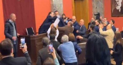 В грузинском парламенте депутат получил по голове и началась драка